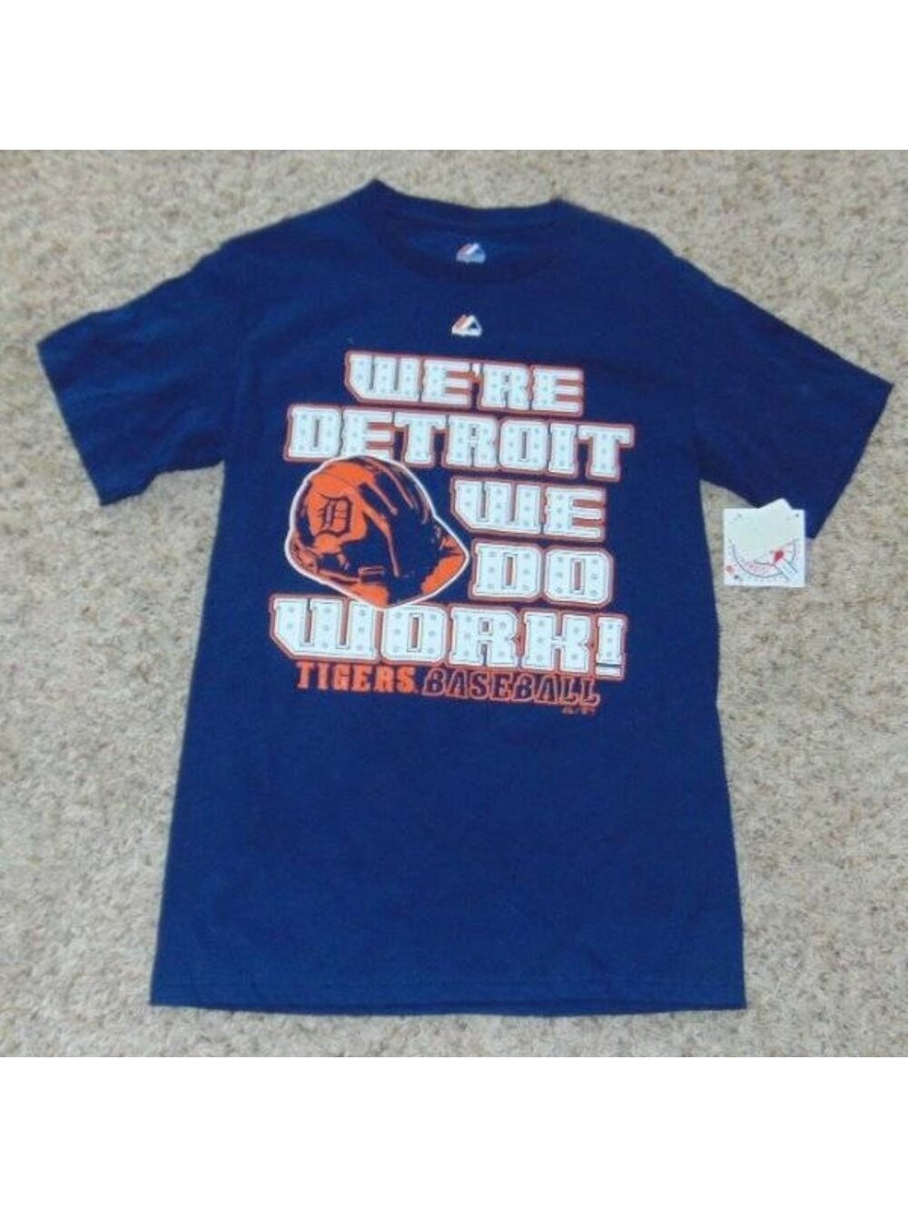 Majestic Detroit Tigers Baseball Shirt M Mens Blue MLB Short Sleeve Crewneck Tee